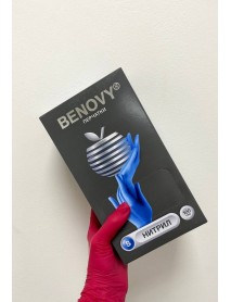 Перчатки нитриловые, голубые, Benovy 100пар